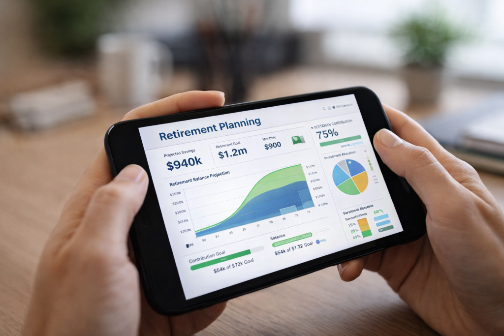 Track your retirement goals anytime with AI-Based Retirement Planning Tools on mobile.